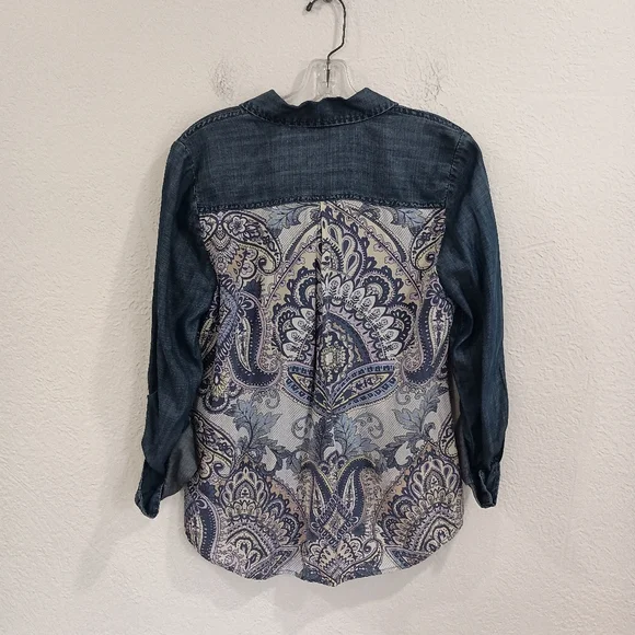 Chico's Indigo Paisley Chambray Shirt - Picture 5 of 8